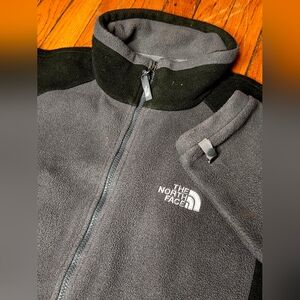 The North Face Mens Size Large Full Zip Fleece Jacket Gray Black B5